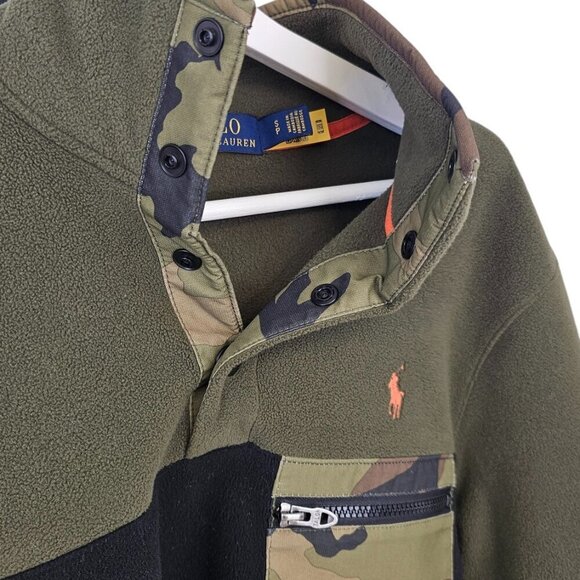 Polo Ralph Lauren Mens Colour Blocked Fleece Snap Pullover Sweater Size Small - Picture 8 of 9